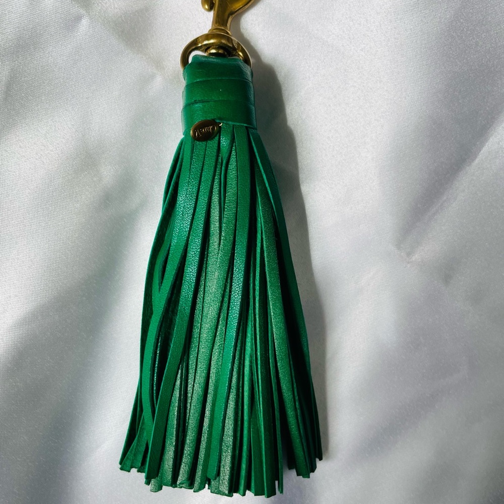 Green Leather Tassel Keychain